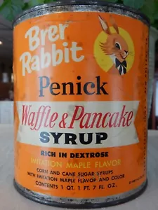 Vintage 1958 Brer Kaninchen Penick Pfannkuchen & Waffelsirup Blechdose Papieretikett TF457 - Bild 1 von 7