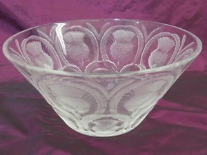 Vintage Lalique France Frosted Thistles 10"x4.75" round crystal bowl - Picture 1 of 10