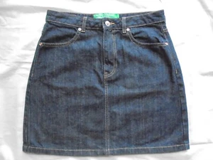 BENETTON - DENIM SKIRT - SIZE 12 - WAIST 31 & HALF INCHES"  - SHORT - BLUE - Picture 1 of 7