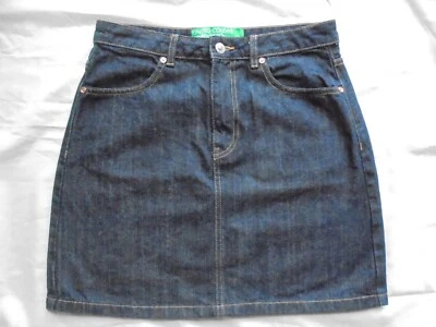 BENETTON - DENIM SKIRT - SIZE 12 - WAIST 31 & HALF INCHES"  - SHORT - BLUE - Image 1 of 4