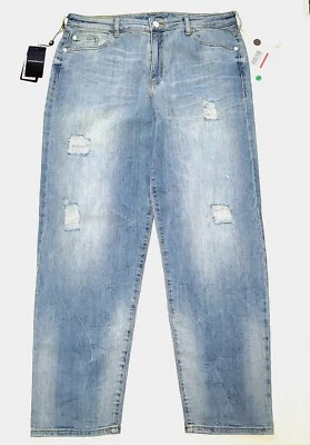 Pantalones de mezclilla EMPORIO ARMANI para mujer talla 30 rectos rasgados desgastados azul claro Foto 1 de 4