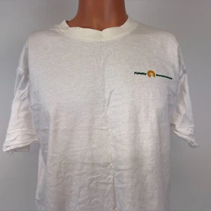 Vintage 90s Fidelity Investments T Shirt Mens Size L White Financial Services - Picture 1 of 5