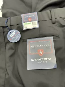 Saddlebred 34 30 Comfort Fit Straight Pleated Dress Pants Black Mens New Work - Picture 1 of 7
