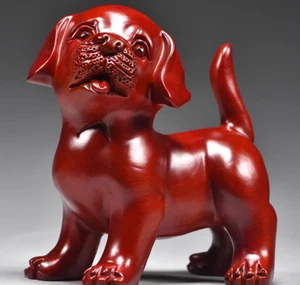 Red wooden dog ornament handicraft - Picture 1 of 4