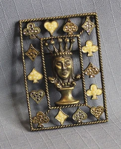 Jay Strongwater Queen of Cards Brooch pin - Picture 1 of 6