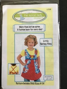 The Apron Lady Little Spring Fling A508 Child’s Apron Sz 4-14 New Uncut Sz 4-14 - Picture 1 of 2