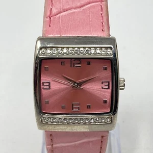 Mary Kay Watch Women 28mm Silver Tone Pave Bling Pink Dial New Battery 8.25" - Picture 1 of 19