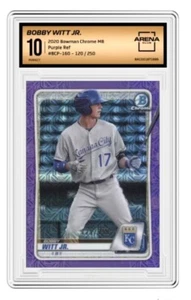 Bowman Chrome Bobby Witt Jr. 2020 mega caja refractor púrpura/250 RC perfecto 10 - Imagen 1 de 2
