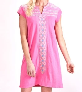 FRESH PRODUCE Medium Flamingo PINK Embroidery BAJA KAYDA Beach Dress $85 NWT M - Picture 1 of 1