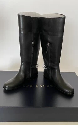 Ralph Lauren Tall Boots Womens Size 6 B Riding Equestrian Leather Buckles Black - Image 1 of 4
