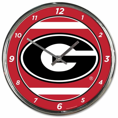 GEORGIA BULLDOGS LOGO 12" CHROME ROUND WALL CLOCK NEW WINCRAFT 👀 Cover