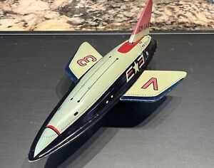 Vintage 1950's spaceship rocket tin friction toy V3-Japan HAJI