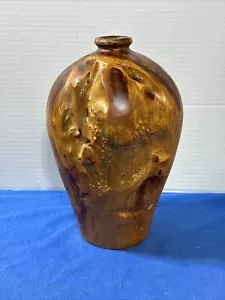 Burl Wood Vase Wood Home Décor 12 1/2” 12.5 Tall Signed Enrico - Picture 1 of 9