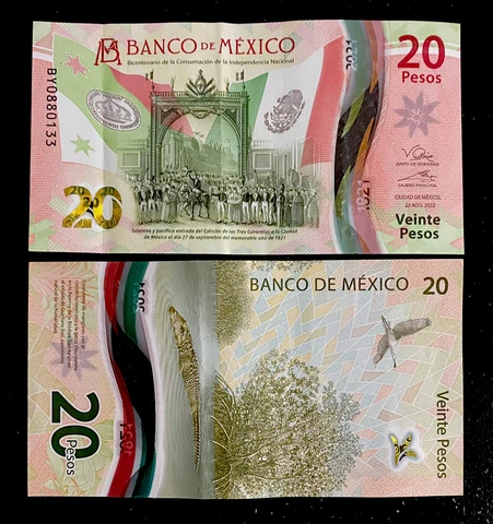 Mexico 20 Pesos 2022   Circulated Polymer World Paper Money FREE SHIPPING!!!!!! Cover