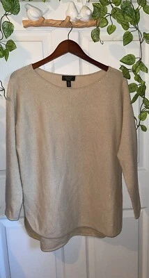 Suéter Cashmere Charter Club de Lujo para Mujer Crema Cuello Redondo Con DEFECTO~ Talla L Foto 1 de 4