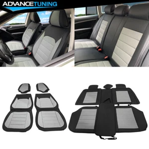 Universal Car Seat Covers Cushion 01 Style Black + Gray PU Leather 5-Seat Set - Picture 1 of 17