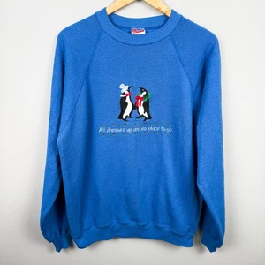 Vintage Nature Outdoors Animals Sweatshirt All Dressed Up And No Place To Go XL - Picture 1 of 4