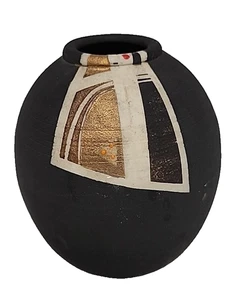 Jarrón bola vintage Doug Irish-Hosler moderno estudio americano cerámica 4 1/4" - Imagen 1 de 7