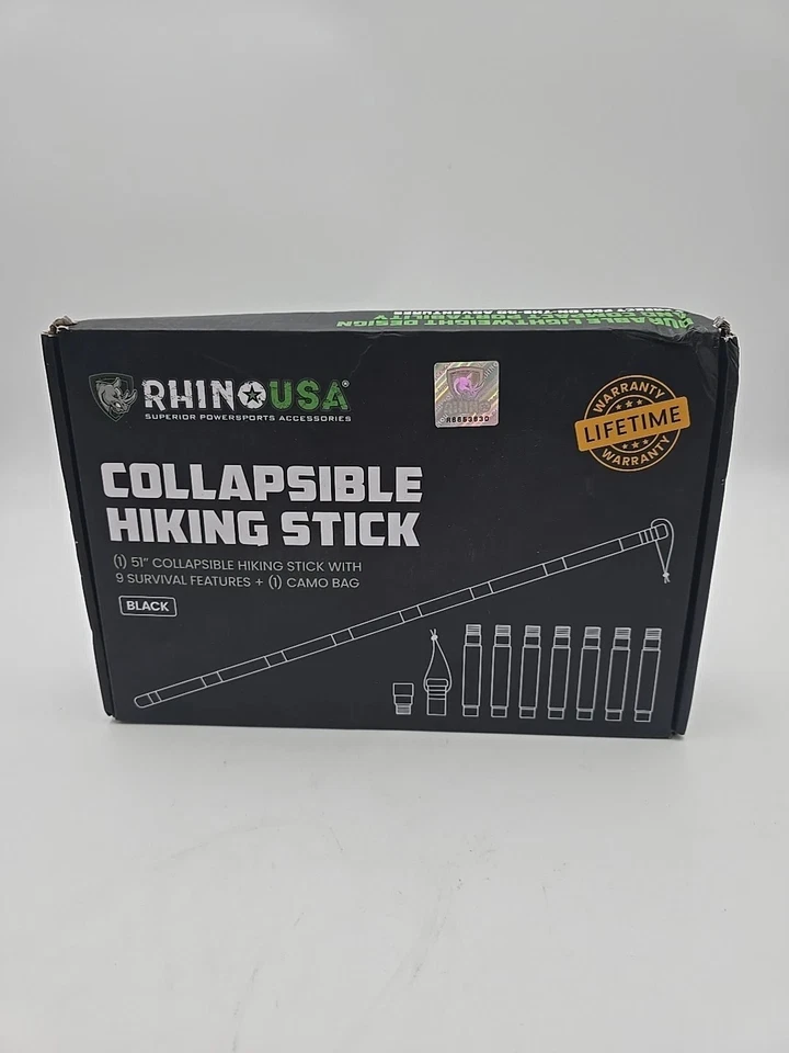 Bastón de Senderismo Plegable Rhino con Altura Ajustable 51 pulgadas 9 Características de Supervivencia Foto 1 de 1