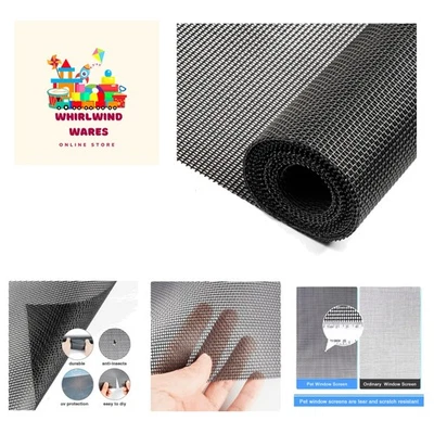 Рулон оконного экрана с защитой от домашних животных 59 x 200 дюймов сгустить угольная сетка прочная... - Изображение 1 из 4