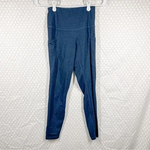 Quince Women Leggings Sz S Teal Blue Space Dye High Rise Pocket Activewear Gym - Picture 1 of 5