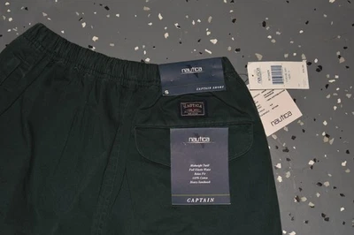 NWT VINTAGE 90's NAUTICA Men's Small Cotton CAPTAIN SHORT Hunter Green - Image 1 of 4