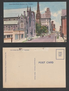 Postal de Hamilton Ontario James Stret South Store frentes iglesias autos sin usar - Imagen 1 de 3