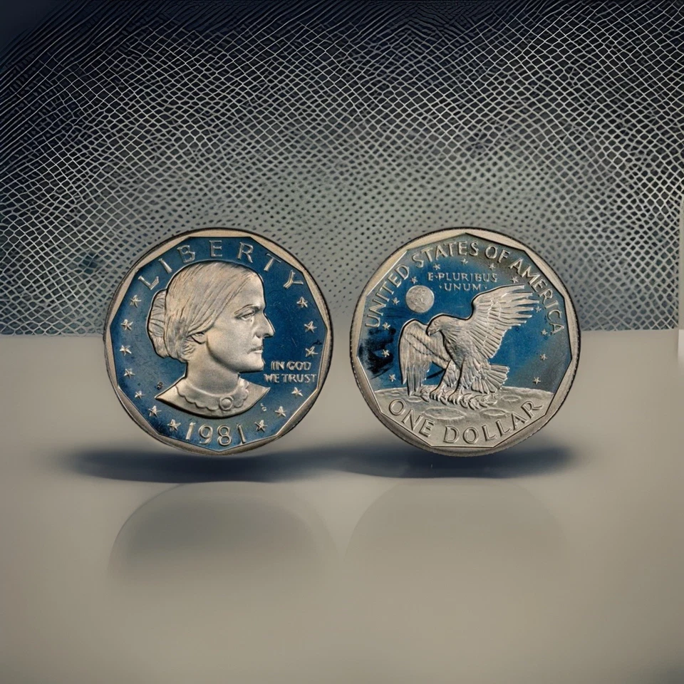 1981-S SBA $1 • PCGS PR69DCAM Type 1 • Sky Blue Toned Proof Dollar - Image 1 of 4