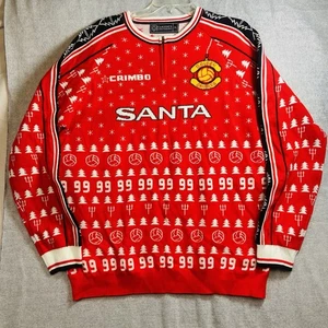 Manchester United Treble 99 Red Christmas 1/4 Zip Mens XL Ugly Sweater Retro - Picture 1 of 6