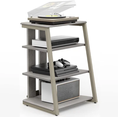 FITUEYES Design Hifi Rack Aus Holz & Stahl, Hifi Regal Mit Verstellbaren Ablagen - Bild 1 von 4