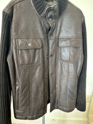 Vintage Emporium Suede Feel Polyester Sweater Jacket Men Rust Brown Small - Image 1 of 4