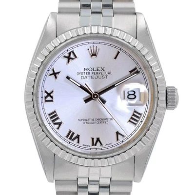 Rolex Mens Datejust Stainless Steel Silver Roman EngineTurned Jubilee Band Watch - Image 1 of 4