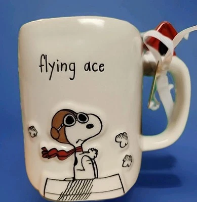 Peanuts Snoopy Rae Dunn "Flying Ace" Mug with Dog House Charm On The Handle - Image 1 of 4