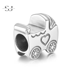 925 Sterling Silver Babies Pram Charm Bead for Bracelets - Gift for New Mum - Picture 1 of 4