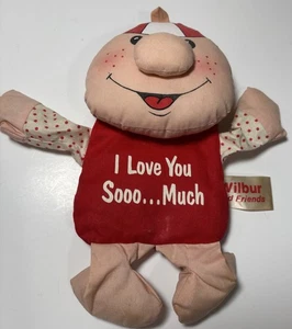 Peluche pupazzo piatto vintage anni 80 Russ Berrie Wilbur 9" ti amo così tanto qualche difetto - Foto 1 di 13