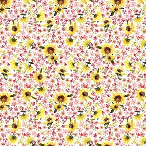 Summer Garden Digital Ditsy Y4523-1 White Claudia Bianchi Fabric BTHY - Picture 1 of 3