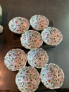 Vintage Daher Decorated Ware Bright Floral Tin Snack Bowls Lot Of 8 6”x2” EUC - Picture 1 of 2