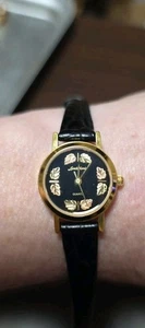 Landstroms Ladies Black Hills Gold Wrist Watch with Black Leather Band Beautiful - Picture 1 of 8