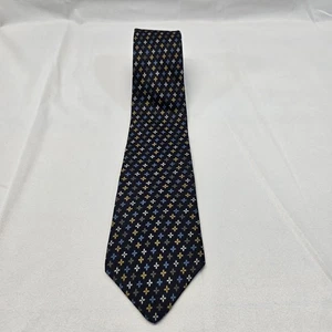 yves saint laurent mens Silk Geometric Design Tie 59x3 Navy - Picture 1 of 7