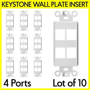 10 Pack 4 Port Decorative Wall Plate Keystone Insert  WallPlate QuickPort Design - Picture 1 of 4