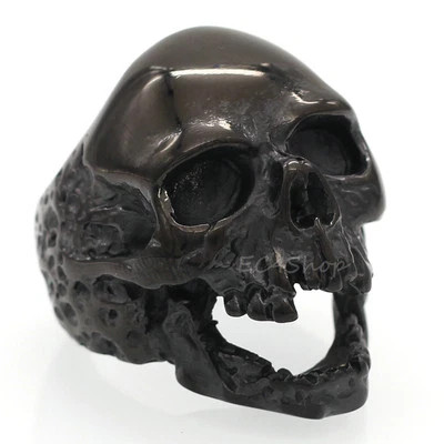Men's Gothic Rocker Biker Retro Stainless Steel Demon Skull Ring Silver/Black - Image 1 of 4
