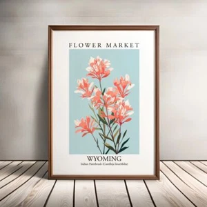 Póster de arte de pared con pincel indio floral botánico estampado de mercado de flores Wyomong - Imagen 1 de 6