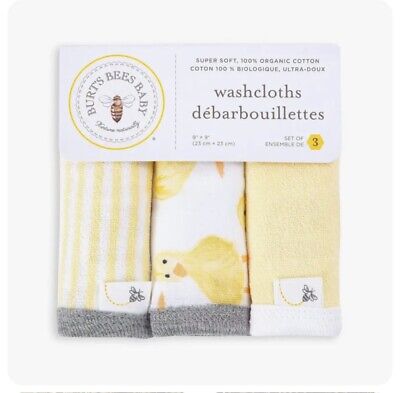 Burt's Bees Baby - Washcloths, Absorbent Knit Terry, Super Soft 100% Organic Cot • 12.97$