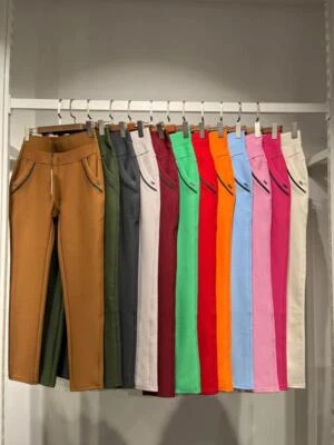 Women's Coloured Elasticated Pocket Leggings/Trousers By Yu & Me