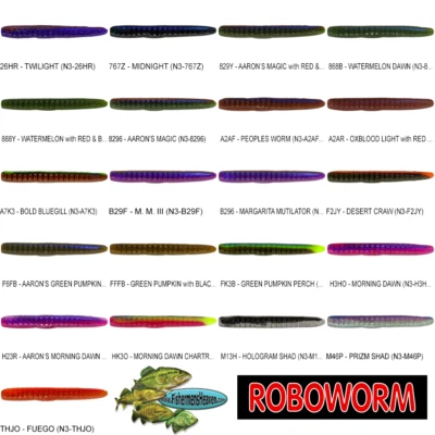 Roboworm ( N5 ) Big TRD Style Ned Worm 4.5 Inch 6pk Any 20 Colors FREE SHIPPING - Image 1 of 4