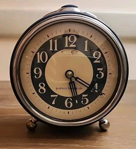 Pottery Barn Kids Teen Push Button Alarm Clock with Date - Blue & Chrome - Picture 1 of 9