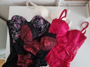 4 Corsagen Straps Set asiatisch floral rot weiß Spitze H&M Größe 75B S 36 38 - Bild 1 von 7
