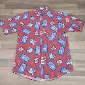 Vintage Sailing Shirt Mens Medium Red Striped Savane Button Up Preppy 90s Yacht - Picture 1 of 10