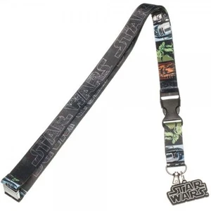 STAR WARS MULTI CHARACTER BREAKAWAY LANYARD WITH CHARM  - Picture 1 of 2