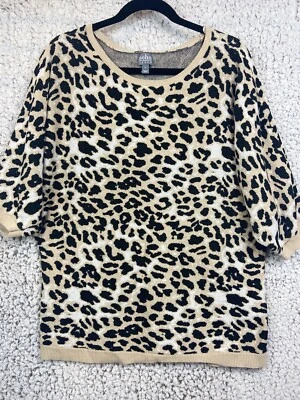 NY & Co Sogo Animal Print Manga Corta Suéter Multicolor Mujer Talla XL Foto 1 de 4